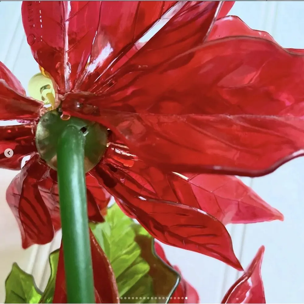Vintage Christmas Poinsettia Lucite Decor 1968 CK Ind Co SIX FLOWER BOUQUET